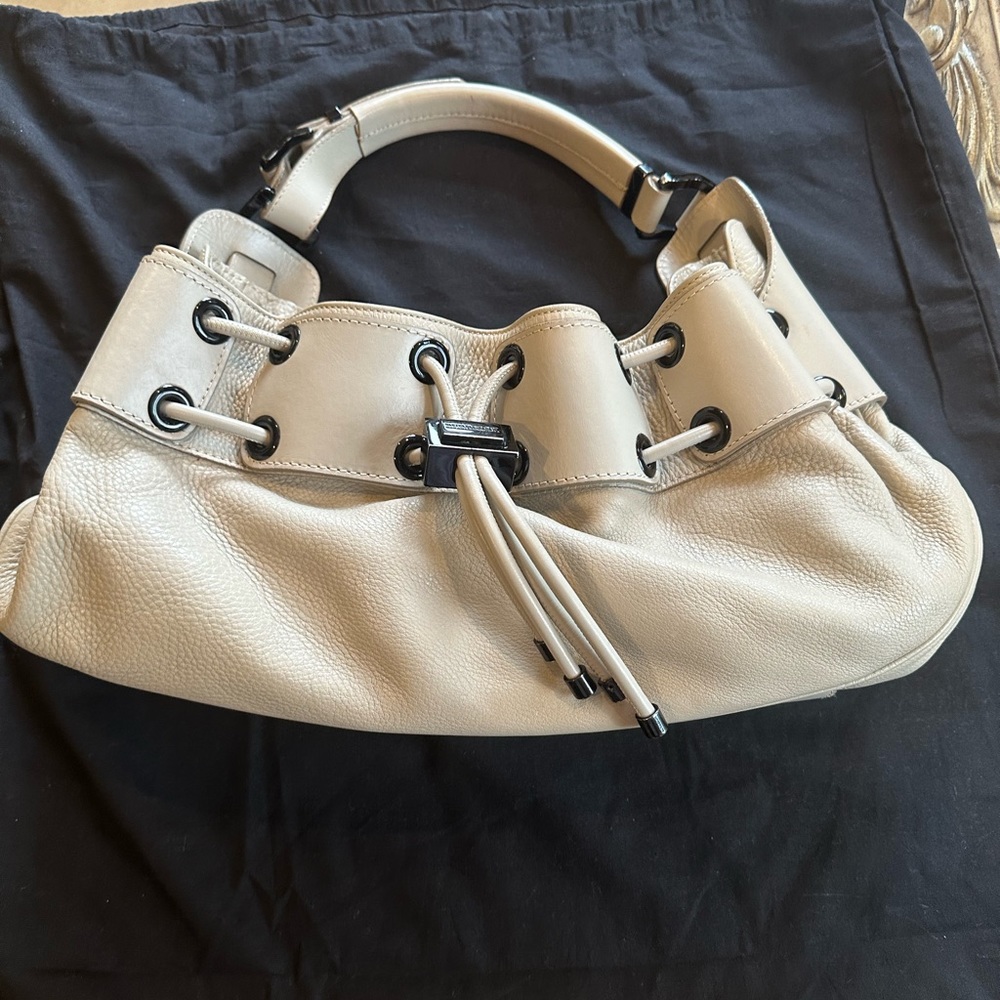 Authentic Burberry leather Prorsum large light taupe Hobo bag